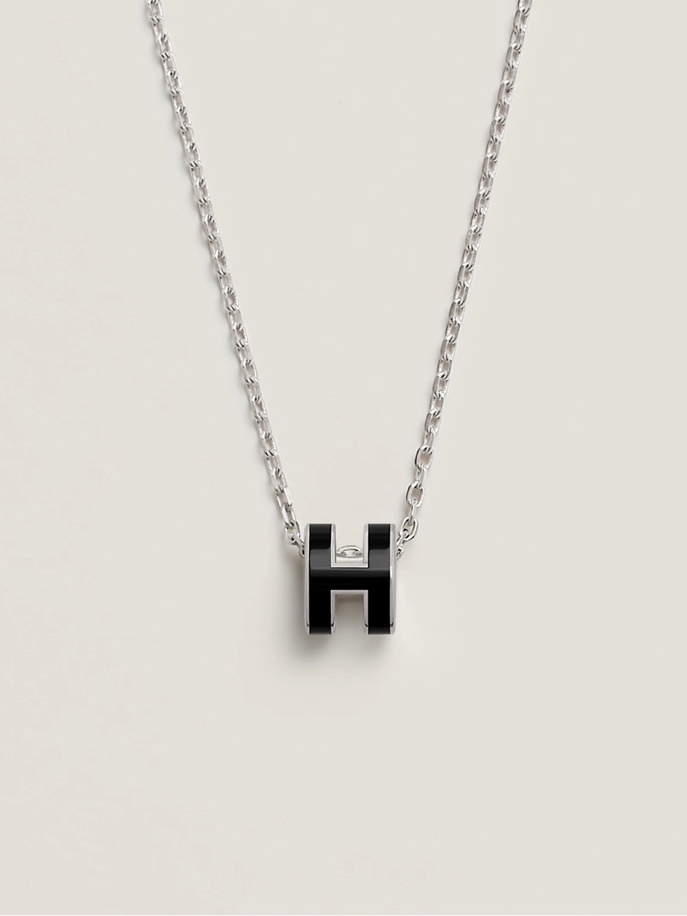 Hermès Mini Pop H Pendant -Palladium/Black